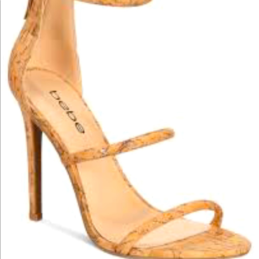 Bebe tan Cork heels size 9